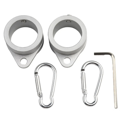 2-Piece Aluminum Flagpole Rings - 360° Rotating Anti-Wrap Flag Mounts with Carabiners for 0.75–1.02 Inch Poles