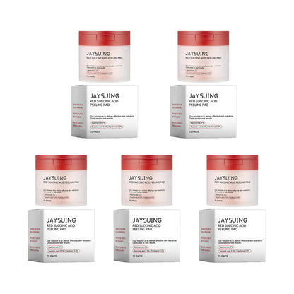 70-Piece Red Succinic Acid Peeling Pads - Gentle Exfoliating & Moisturizing Facial Pads with Panthenol