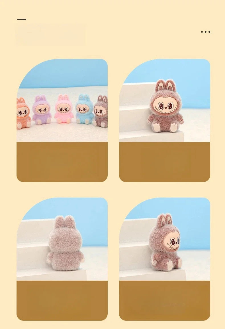 10pcs Lububu Anime DIY Flocked Action Figures — Kawaii Desktop & Car Pendant Dolls, Christmas Gift Toy