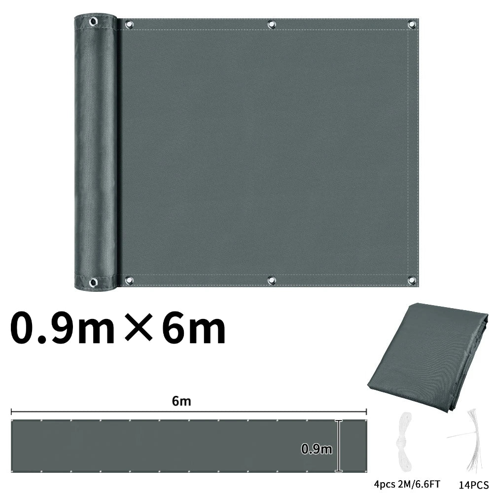 Balcony Privacy Screen Fence Cover with Grommets – Waterproof UV Protection Sunshade Cloth for Patio, Garden & Outdoor Shelter