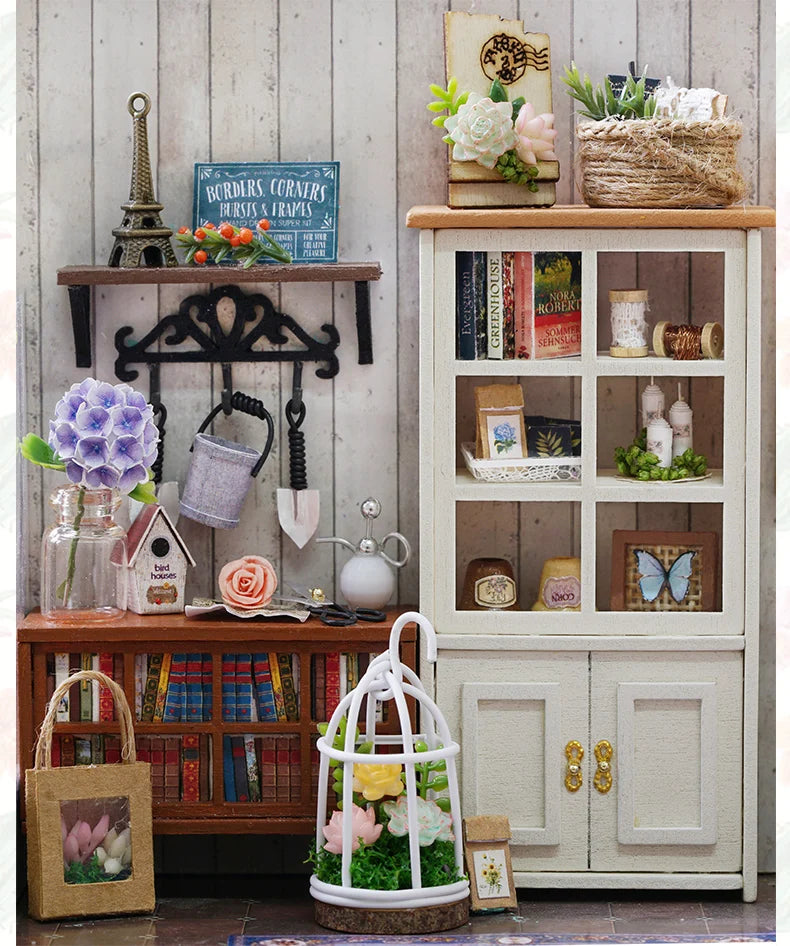 DIY Wooden Sunshine Greenhouse Cottage – Miniature Dollhouse Kit with Furniture for Friends' Gifts