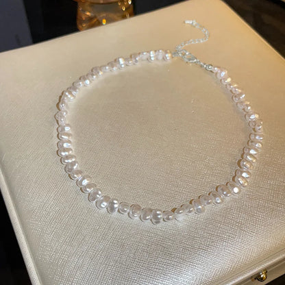 Simple Imitation Pearl Necklace – Adjustable Elegant Irregular Beads, Trendy Jewelry for Women, Girls, Date, Wedding & Party Gift