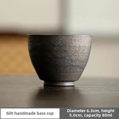 Japanese Handmade Stoneware Tea Cup – Small Kung Fu Single Teacup Vintage Style