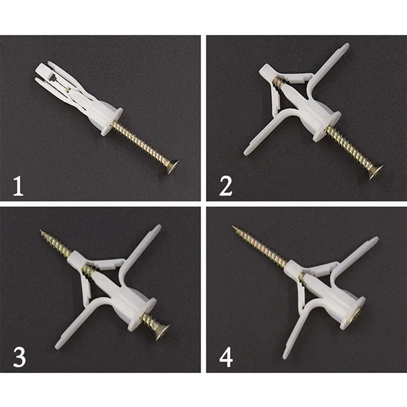 50/100Pcs Self-Drilling Drywall Anchor Kit with Screws – Nylon Expansion Anchors for Gypsum Board & Wall Mounting