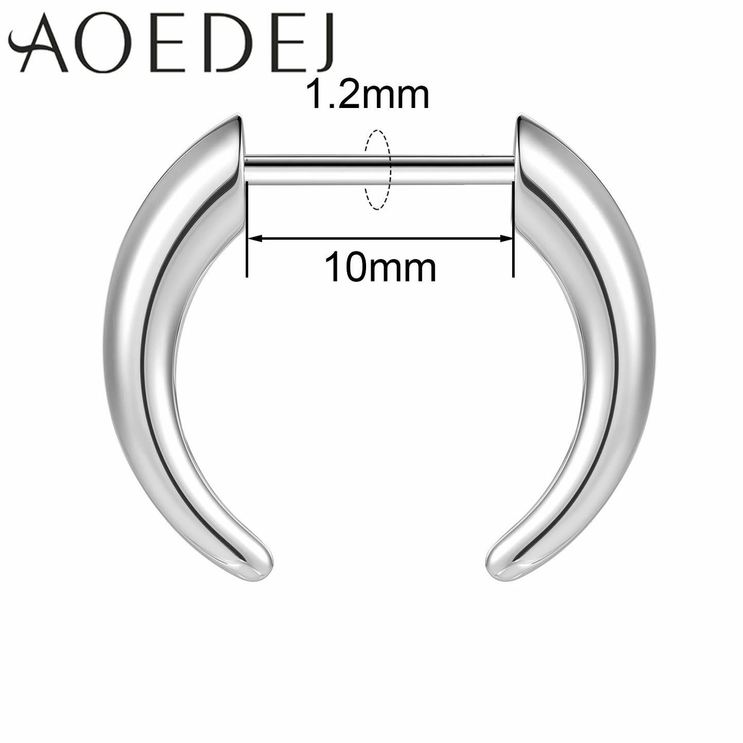 AOEDEJ 16G Stainless Steel Plug-In Style Nose Ring – Spike Ox Horn Septum Ring for Men & Women Large Gauge Body Piercing (8–10mm) Single Piece