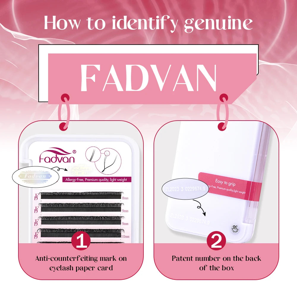 FADVAN YY Shape Eyelash Extensions – 2D/3D Faux Mink Premade Fan Lashes 8-15mm, Black & Brown, L+/L/LU(M)/C/D/DD Split Tip