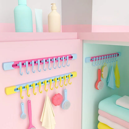 Non-Perforated Sliding Rail Hooks – Universal Kitchen & Door Storage Hooks for Household Shelves