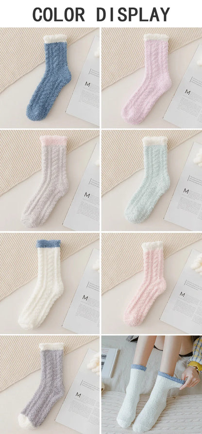 4 Pairs Women's Winter Fuzzy Socks – Thick Thermal Soft & Fluffy Slipper Socks for Home & Sleeping