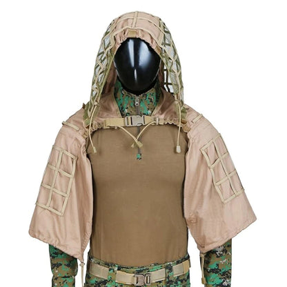 Ghillie Suit Set | Camouflage Hunting Poncho, Base, Cape & Sniper Viper Hood for Airsoft & Paintball