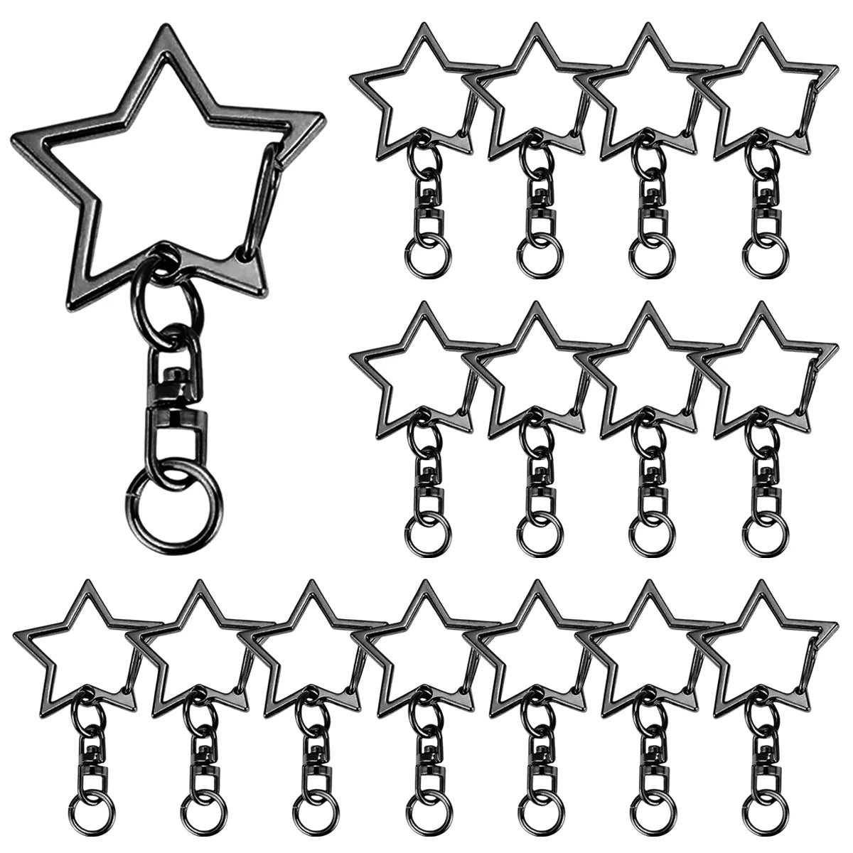 5/15/25/50 Sets Star Keychain Clasps - Lobster Claw Hooks with Jump Rings for DIY Crafts, Jewelry & Accessories