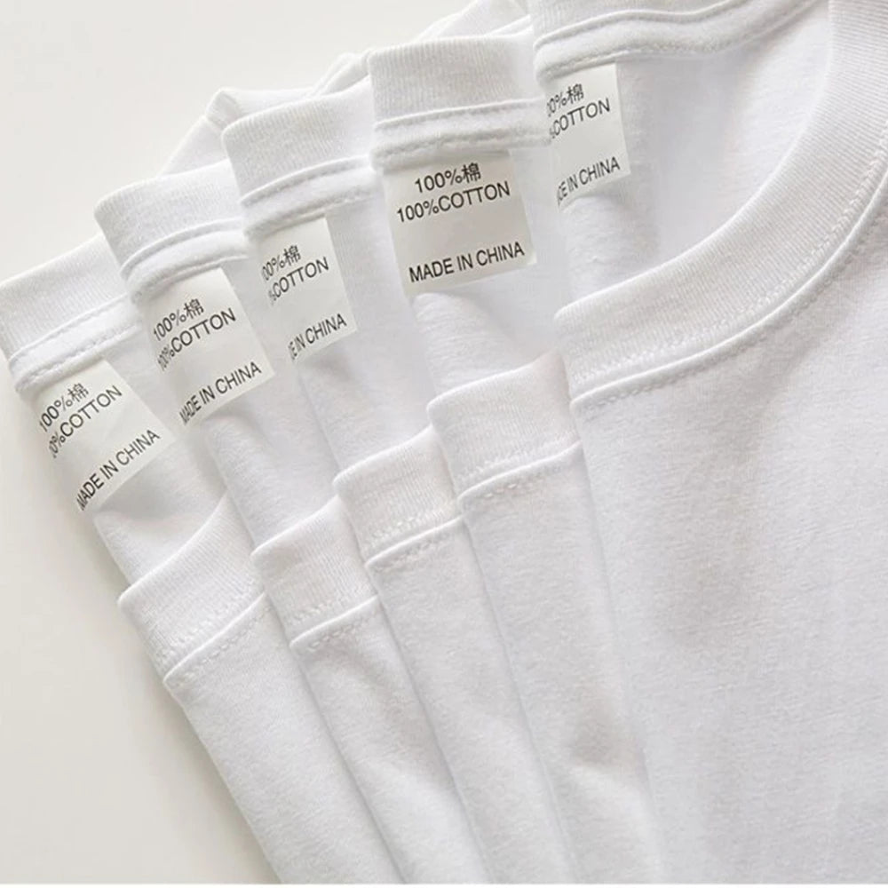 2PCS Unisex 100% Cotton White T-Shirts – Casual Loose Fit Short Sleeve Breathable Tees for Men & Women
