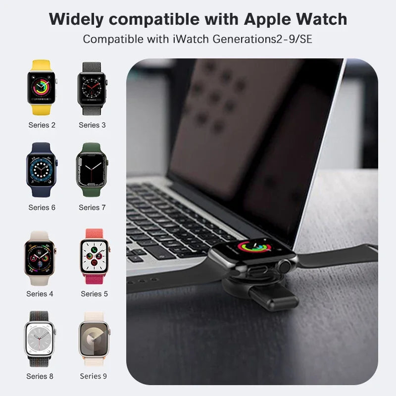 2-in-1 Magnetic Wireless Watch Charger – Fast Charging Dock for Apple Watch 9–3 & Samsung Galaxy Watch 6/5/4/3/Active Series Stand Accessory