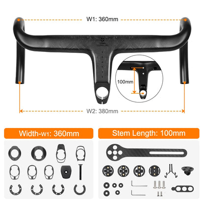 TOSEEK T700 Carbon Road Bike Handlebar - Integrated Di2 Carbon Fiber Drop Bar Bicycle Accessory