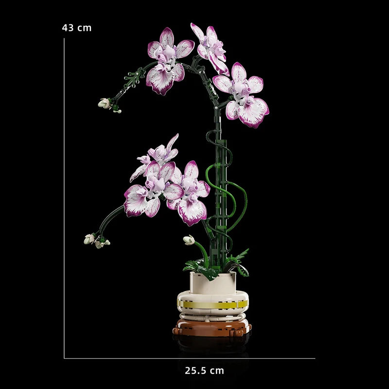 Orchid Cymbidium Building Blocks Set – DIY Potted Phalaenopsis Flower Simulation Toy for Valentine’s Gift