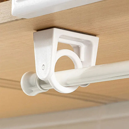 360° Rotatable Retractable Pole Fixator - Strong Adhesive Hooks Towel Rod Shower Curtain Rod Bracket, No Drilling Required