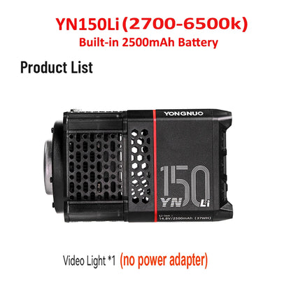 Yongnuo YN150 150W Portable LED Video Light - 2700–6500K COB Handheld Photography Fill Light for YN150Li/YN150S