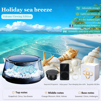 Solar Car Electric Aromatherapy Diffuser – AI Adjustable, Simulated Glacier Color, Alcohol-Free for Car, Home, Bedroom Gift