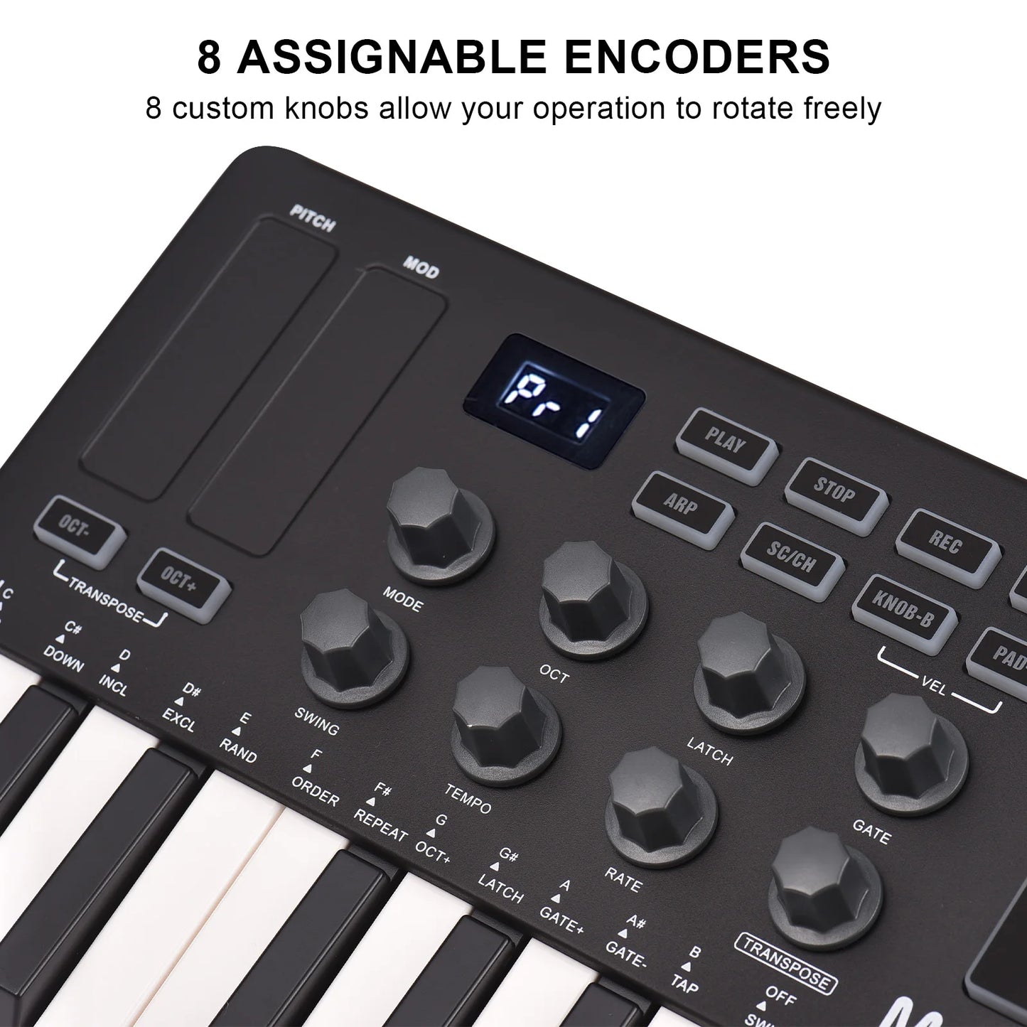 M-VAVE 25 Key MIDI Control Keyboard – Portable USB, Velocity-Sensitive Keys, 8 RGB Pads, 8 Knobs