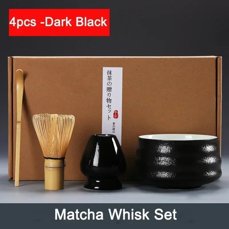 4/6Pcs Bamboo Matcha Tea Whisk Set – Scoop, Brush, Strainer & Bowl for Japanese Tea Ceremony