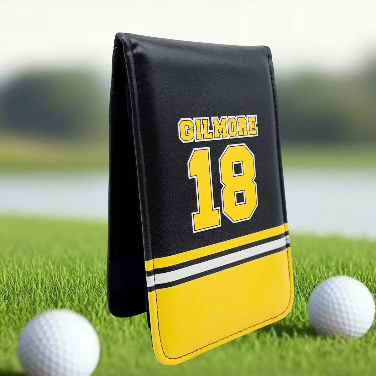 Happy Gilmore 18 Golf Scorecard Holder - 4.5 × 7 Inch PU Leather Yardage Book Cover for Golf Accessories