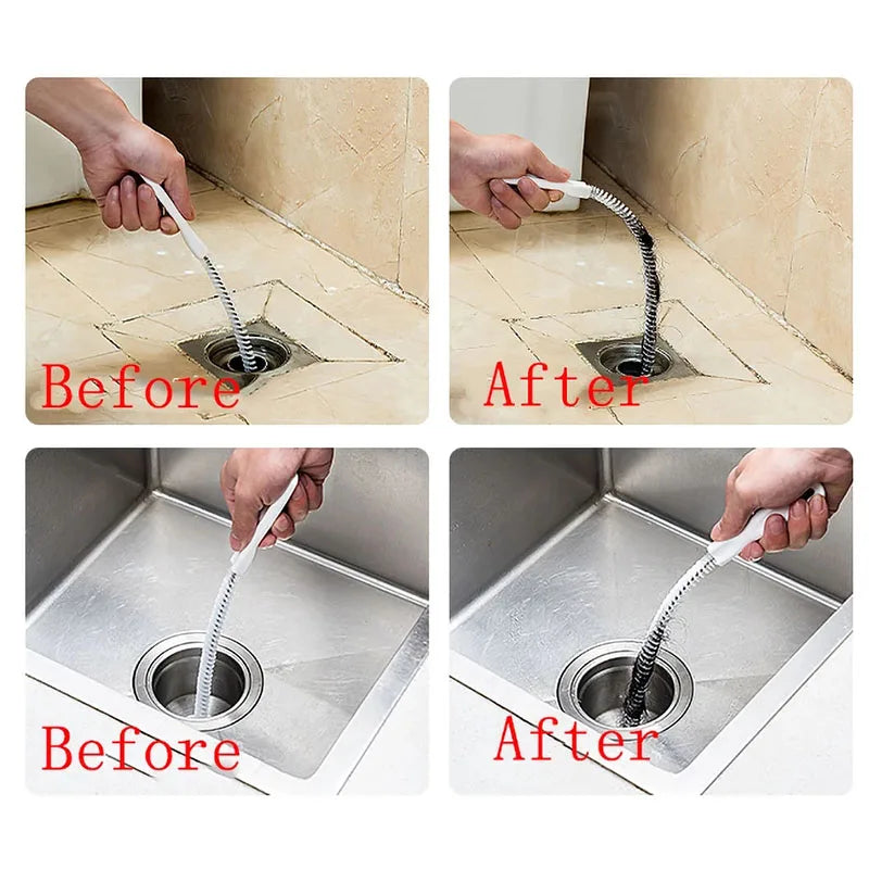 Pipe Dredging Brush - Bathroom Hair Sewer Sink Cleaning Brush Drain Cleaner - Flexible Cleaner Clog Plug Hole Remover Tool