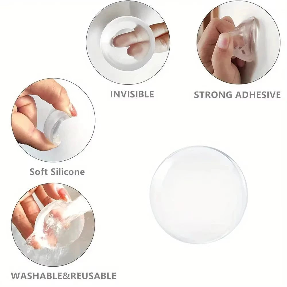 Door Knob Wall Protector - Clear Soft Rubber Door Stopper & Handle Bumper for Noise Reduction and Wall Protection