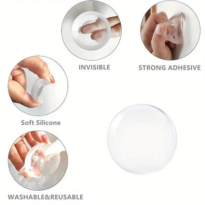 Door Knob Wall Protector - Clear Soft Rubber Door Stopper & Handle Bumper for Noise Reduction and Wall Protection