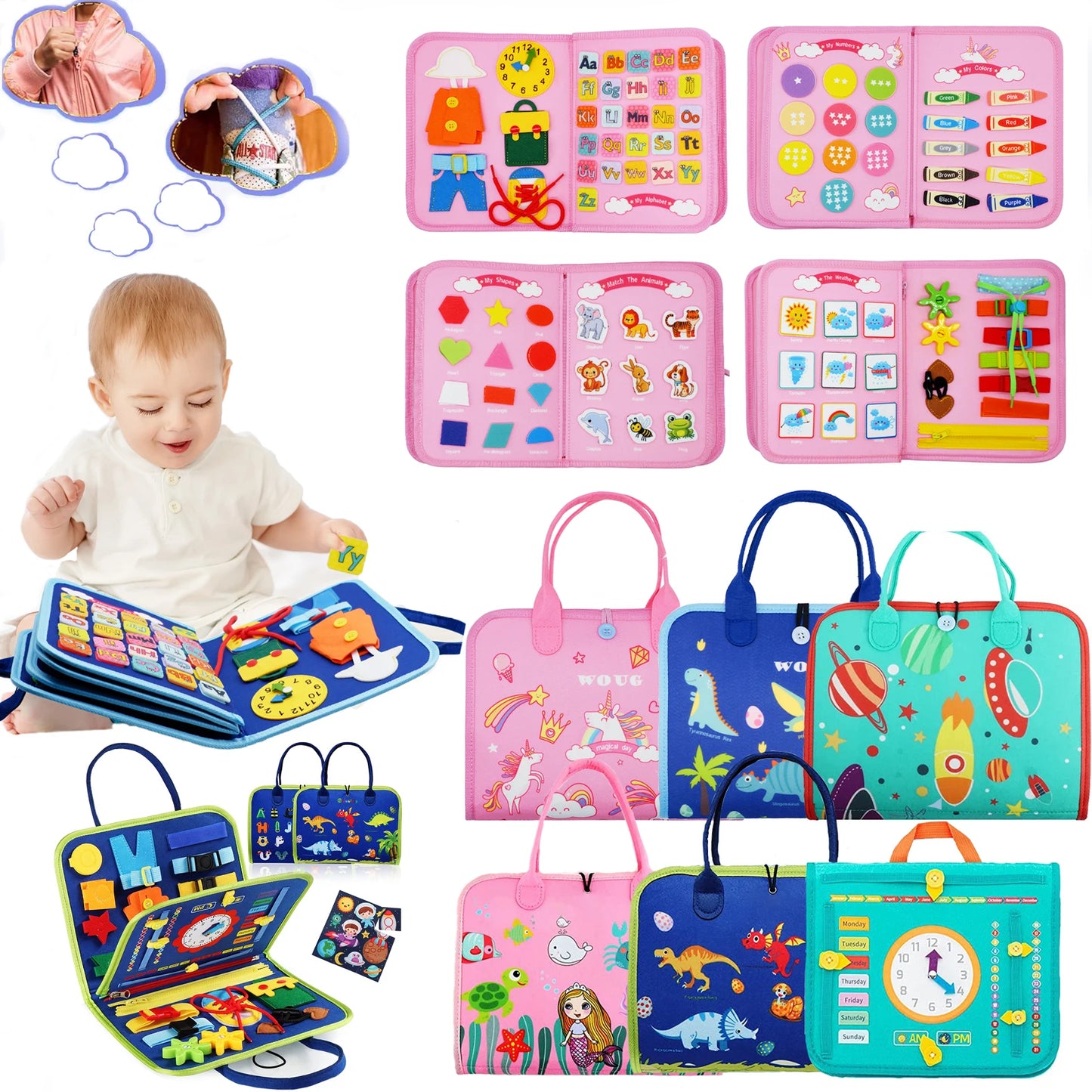 Montessori Toddler Busy Board – Educational Activity for Motor Skills & Baby Learning Toys for Travel