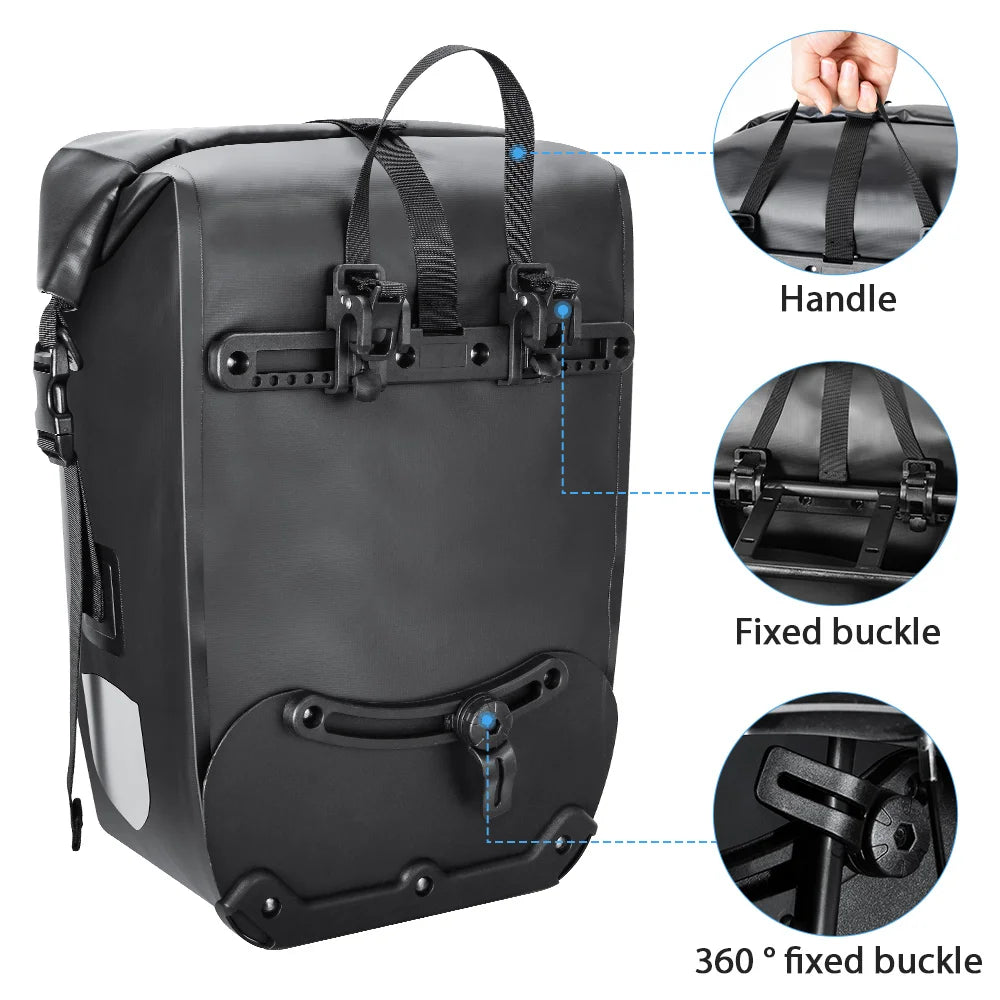 NEWBOLER 27L Bike Pannier Bag — Large Capacity Waterproof Rear Seat Trunk Bag for Travel & Electric Bike Accessories