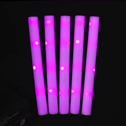 30/60/100/120Pcs RGB LED Glow Foam Sticks – Colorful Cheer Tubes for Dark Light, Birthday, Wedding, and Party Supplies