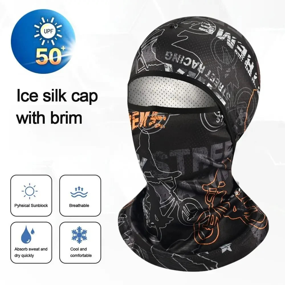 Summer Cool Balaclava Ice Silk - Full Face Cycling Cap with UV Protection, Sports Face Cover for Biking and Motorcycling