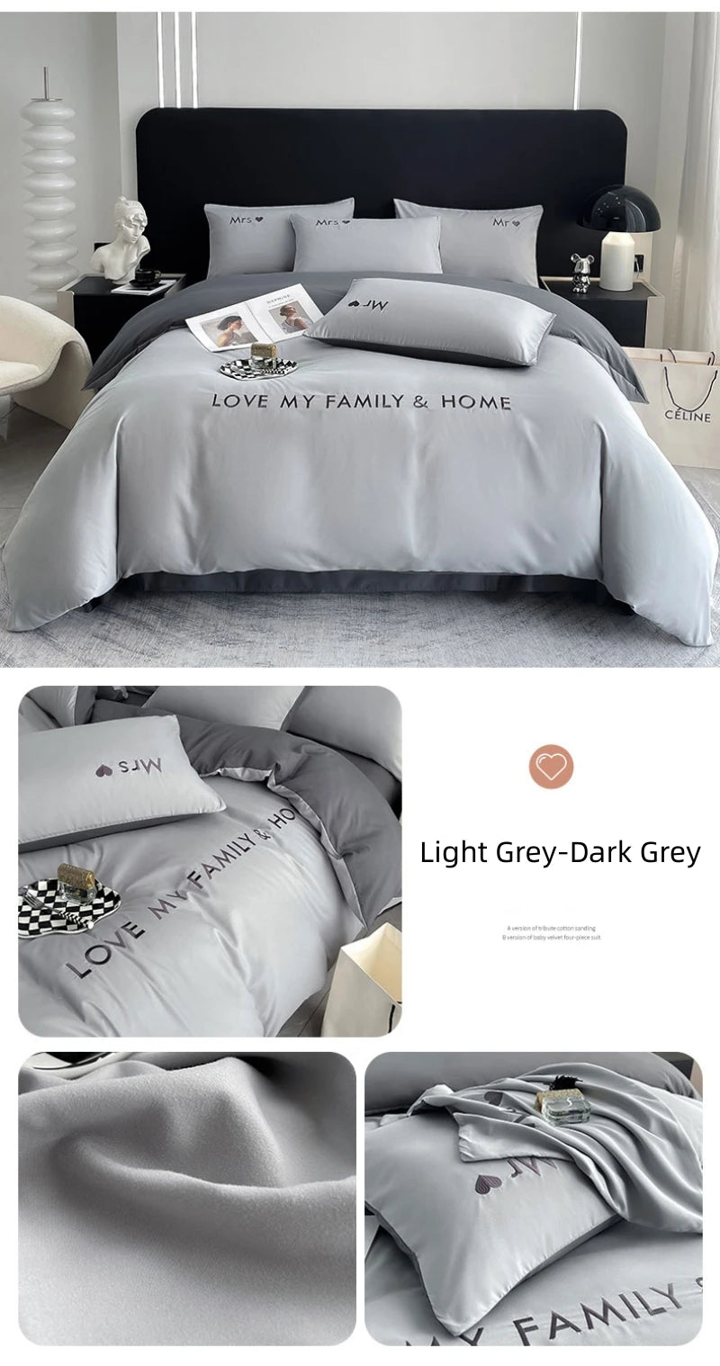 Nordic Luxury Egyptian Cotton Bedding Set - King, Queen, Double, Twin Size with Sheet, Duvet Cover & Pillowcases