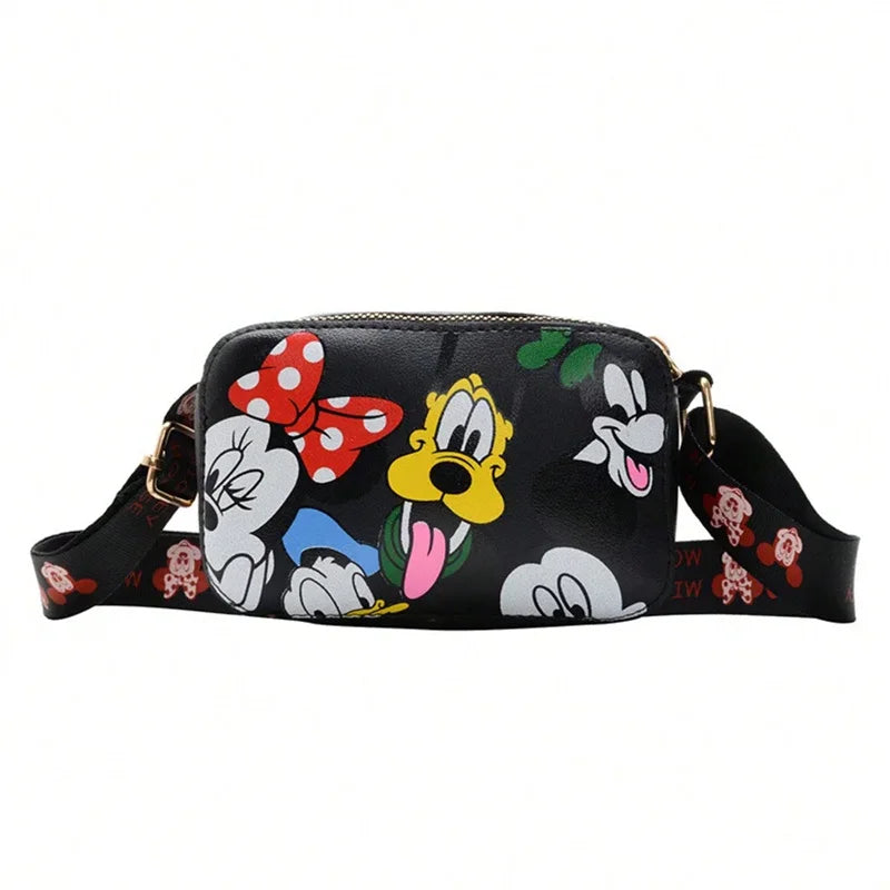 Cute Disney Minnie & Pluto Shoulder Bag – Bow Accent Cartoon Messenger Tote with Playful Pup Design Fashion Handbag for Women & Girls