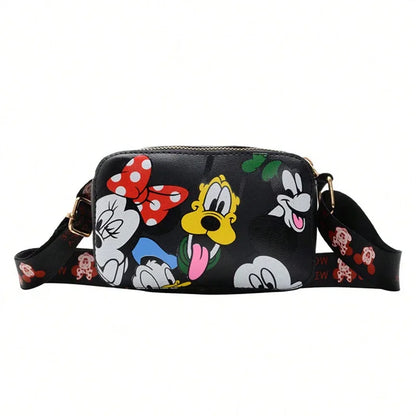 Cute Disney Minnie & Pluto Shoulder Bag – Bow Accent Cartoon Messenger Tote with Playful Pup Design Fashion Handbag for Women & Girls