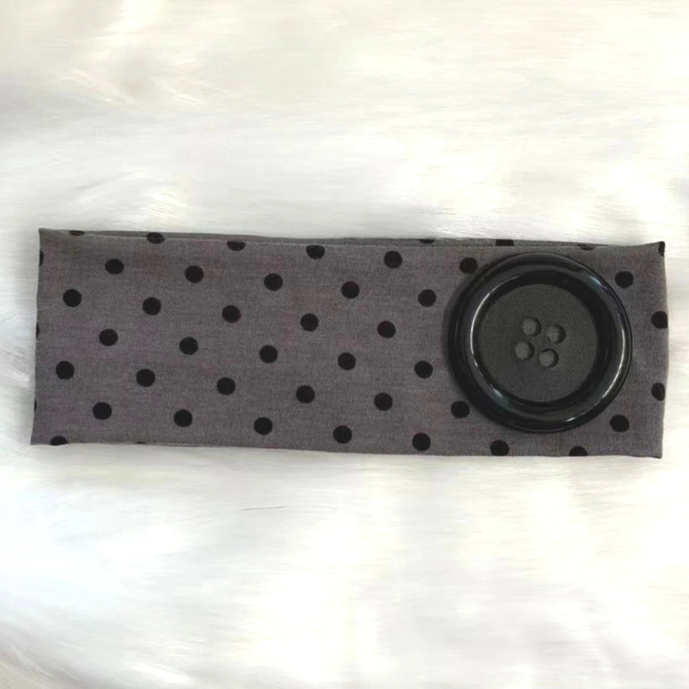 Y2K Vintage Polka Dot Headband - Trendy Button Hairband for Women, Cute Casual, Sports, and Yoga Accessories