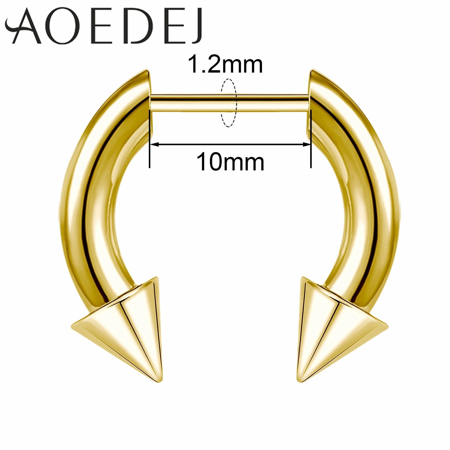 AOEDEJ 16G Stainless Steel Plug-In Style Nose Ring – Spike Ox Horn Septum Ring for Men & Women Large Gauge Body Piercing (8–10mm) Single Piece