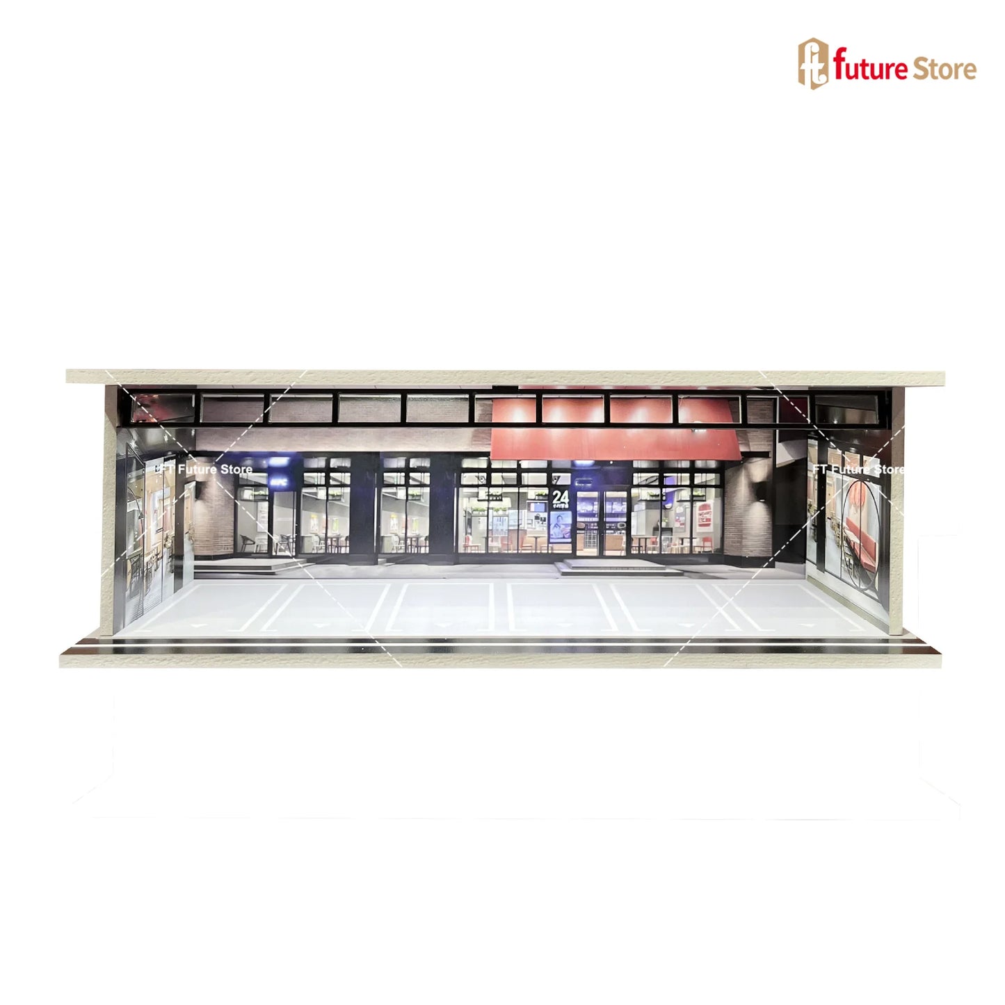 1:64 Scale Garage Scene Model with Lights – Assembled Parking Lot Diorama for Miniature Car Display