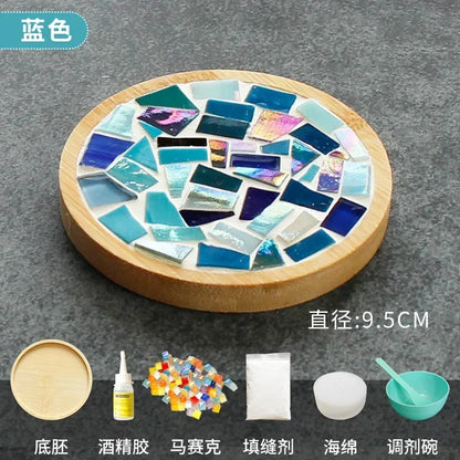 DIY Handmade Mosaic Coaster Set – Bamboo Heart & Square Cup Mats, Creative Parent-Child Educational Craft Toy Kit for Free Design Activities