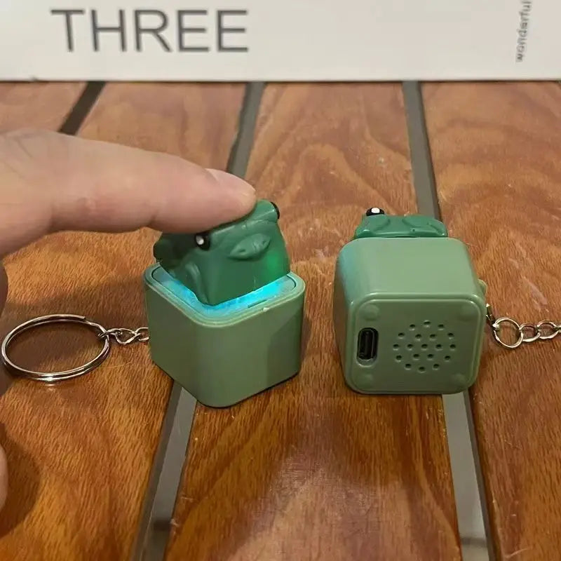 Frog Duck Sound Keychain - Rechargeable Keyboard Clicker with LED Light for Stress Relief & Fun Accessories
