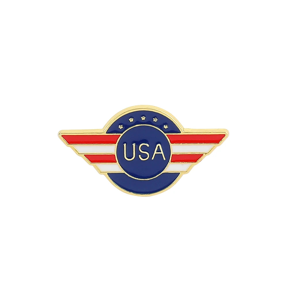 USA Flag Lapel Pin – Cute Coat of Arms & American Map Brooch, National Emblem Button Badge