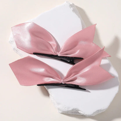 2pcs Black & White Ribbon Hair Bow Clips – Vintage Bowknot Side Hairpins, Cute Barrettes for Girls & Women, Headdress Accessories