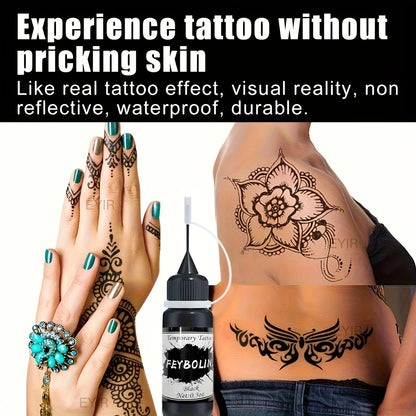 Long-Lasting Black Henna Temporary Tattoo Gel – Multi-Pack Body Art for Festivals, Parties & Role Play (1/3/5pcs)
