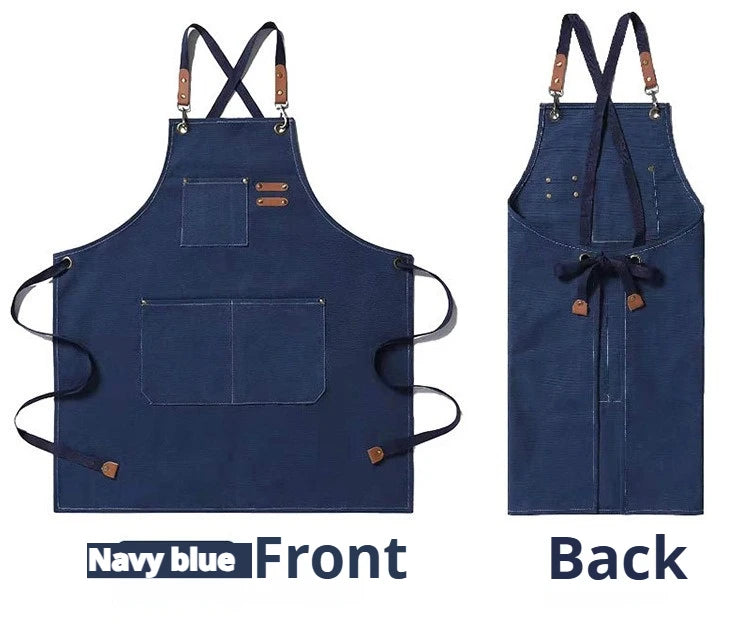New Fashion Canvas Kitchen Apron – Unisex Chef Work Apron for Grill, Restaurant, Bar, Shop, Cafes, and Beauty Nail Studios