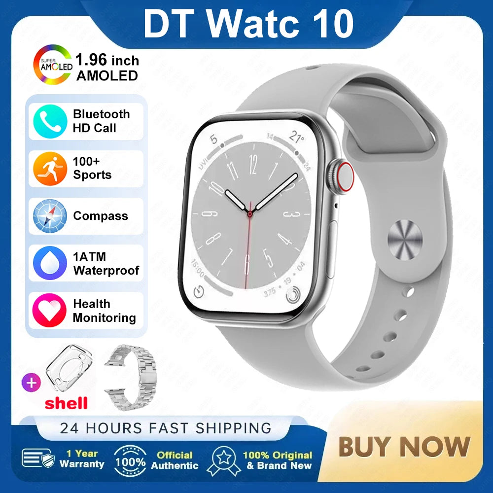 2025 DT 10 Smart Watch – 2.01" AMOLED, 16GB, Music, 3D Surround, BT Call, Waterproof Smartwatch for Men & Women