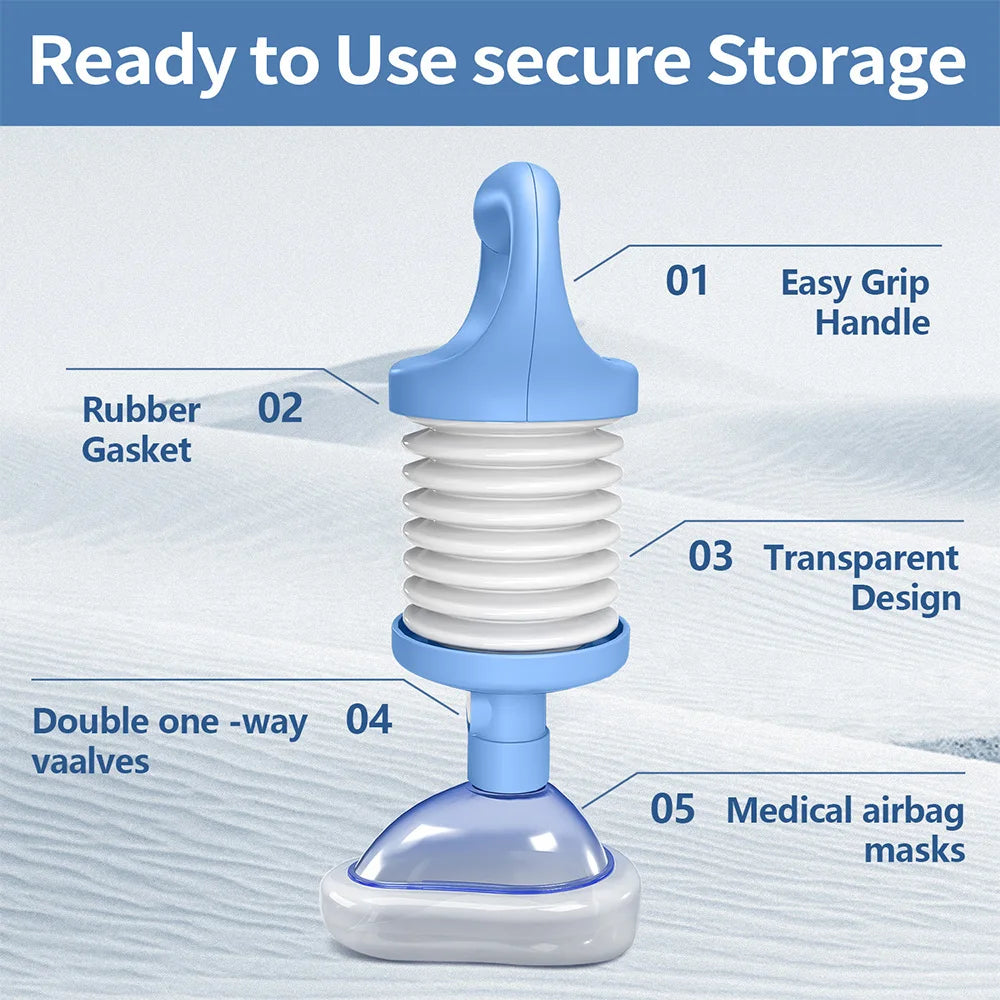 First Aid Anti-Choking Rescue Device – Automatic Airway Assist with 3 Mask Sizes for Adults & Kids, Emergency Kit