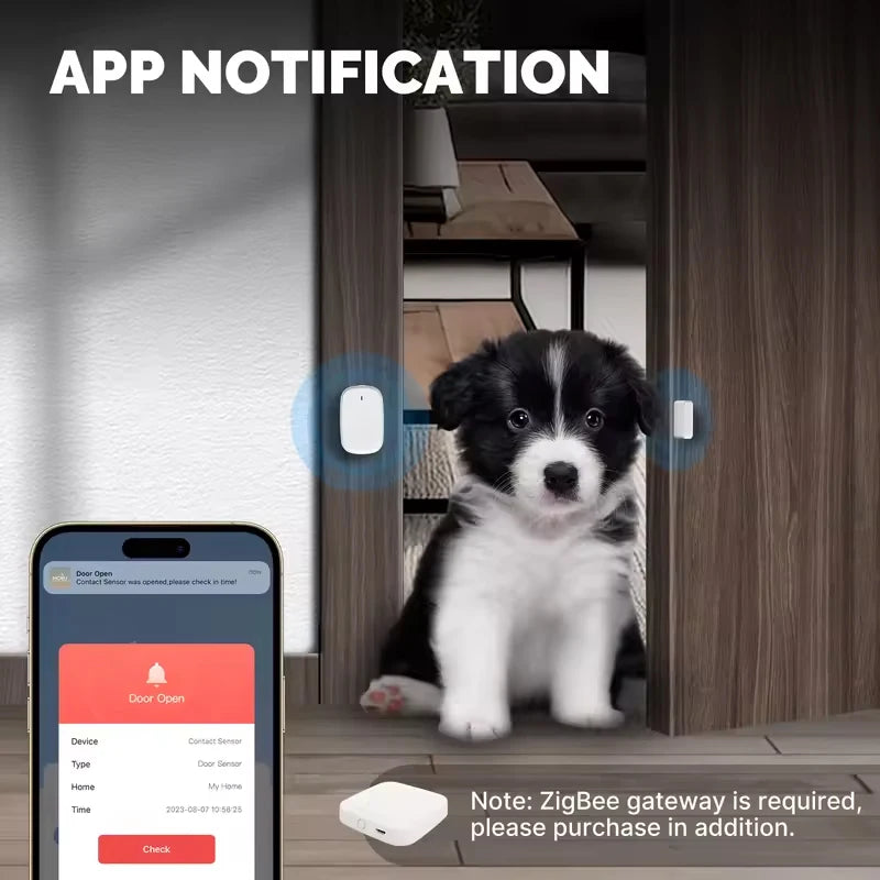MOES Tuya ZigBee Smart Window & Door Sensor – Home Security Alarm Detector Compatible with Smart Life App, Alexa & Google Home