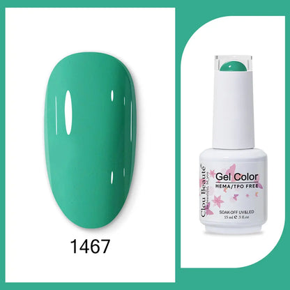 Clou Beaute 15ml Gel Nail Polish Set – Red Black White Green Neon UV Soak-Off Semi-Permanent Nail Varnish Base & Velvet Top Coat