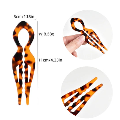 Acrylic Fish Tail U-Shaped Hairpin - French Twist & Lazy Bun Styling Accessory