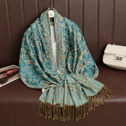 Luxury Autumn Cashmere Pashmina Shawl – Warm Winter Scarves for Women, Printed Cotton Foulard Stole Scarf 2023