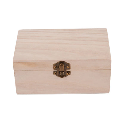 Wooden Jewelry Storage Box with Lid — Square Hinged Craft Box for DIY, Home Decor, and Mother's Day Gift